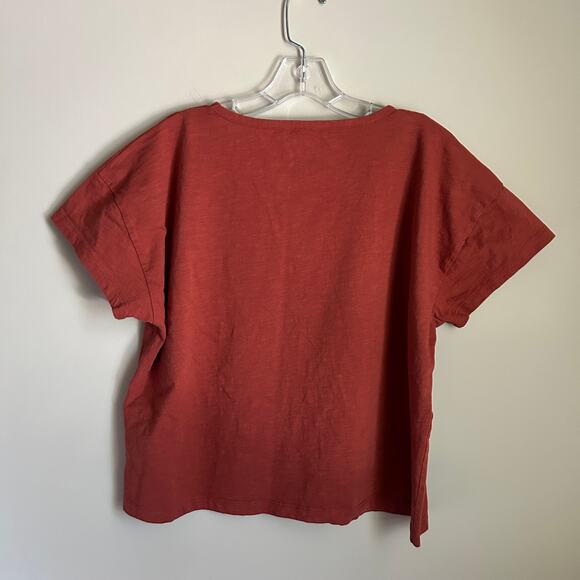 J. Crew Burnt Orange/Red Organic Cotton Short Sleeve Boxy Pocket Tee Size Large - Picture 5 of 7